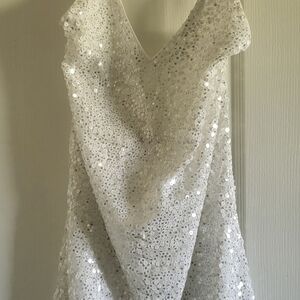 Lulu's White Sequined Embellished Top